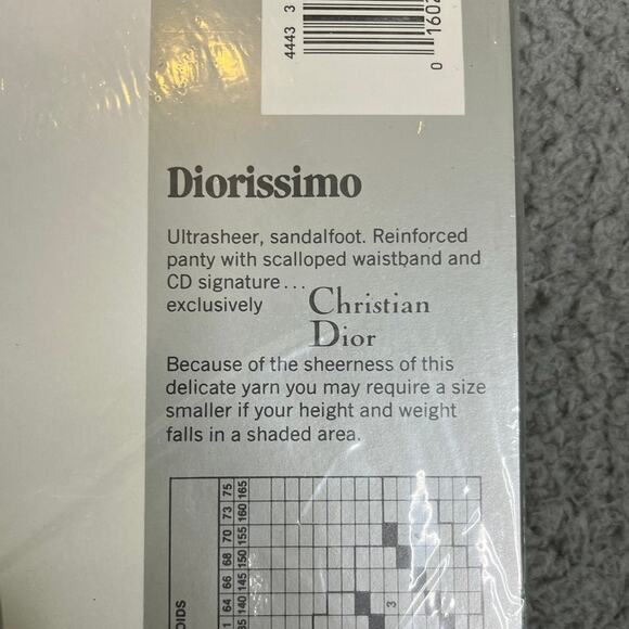 NWT Vintage Christian Dior Pantyhose Size 3 Diorissimo Gray Ultra Sheer 4443 - Picture 7 of 11